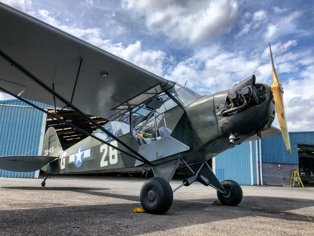 Our Piper L4 Cub getting ready for a flying lesson